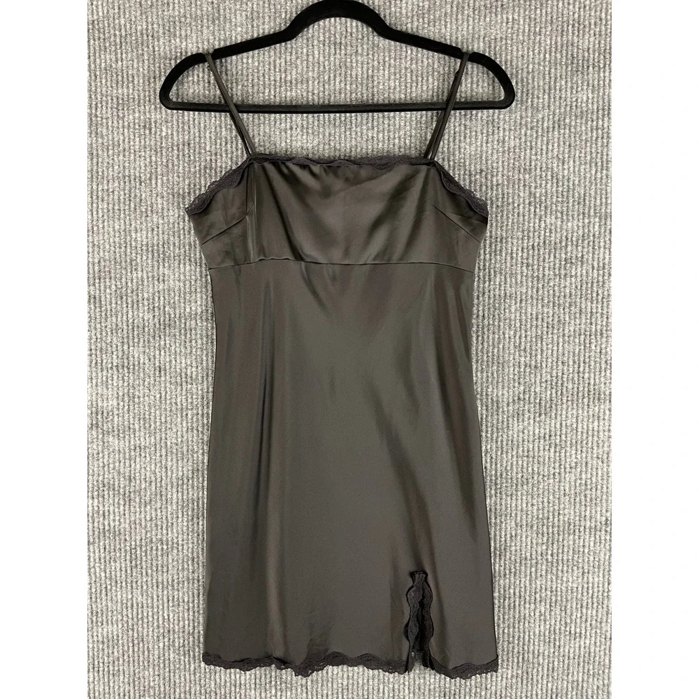 Urban Outfitters Black Satin Lace Mini Slip Dress Small Y2K Indie Sleaze Indie